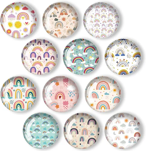 Vista 12 de 12 imanes de pájaros para refrigerador, imán redondo magnético de vidrio para decoración de nevera para taquilla, oficina escolar, pizarra blanca