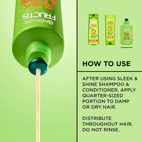 Vista 4 de Crema elegante e intensamente brillante, suave y deja acondicionado de Garnier Fructis, 10.2 Oz lq onzas.