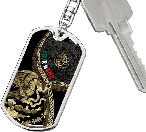 Vista 6 de MAPrints Llavero con nombre personalizado de México, llavero de águila mexicana, llavero de gallo mexicano, llavero de regalo de la bandera de México