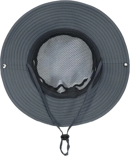 Vista 5 de Sombrero de sol para niños con protección solar UPF 50+, sombrero de pescador para niños y niñas, ala ancha, verano, playa, pesca, safari, sombrero