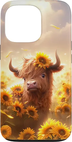 Vista 10 de Cute Scottish Highland Cow Sunflower Western Country Farm Case for iPhone 16