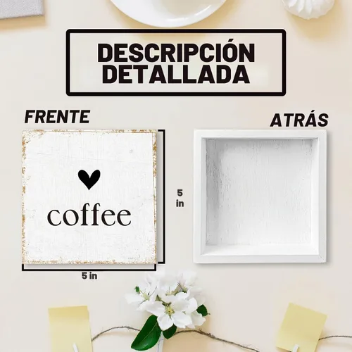 Vista 7 de Letreros de caja de madera de café para cafetería, decoración de cafetería, decoración retro de café para estación de café, decoración de letrero
