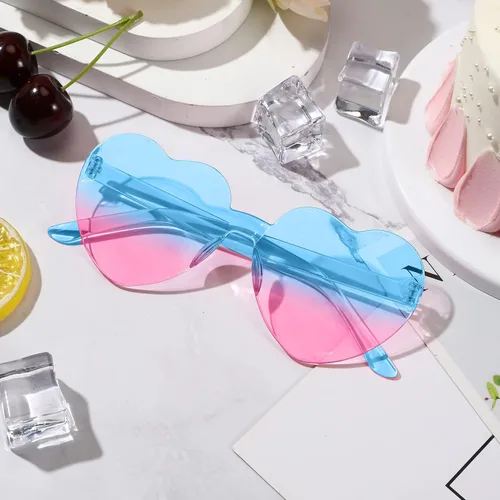 Vista 5 de RTBOFY 2PCS Heart Sunglasses for Fashion Party Queen Style, Rimless Heart Shaped Sunglasses for Women Party Favor
