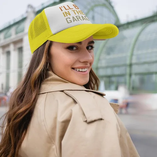 Vista 5 de Ill Be in The Garages Retros Colors Dad Jokes Essential Snapback Hat Mens Unisex Summer Trucker Caps