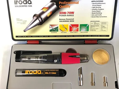 Vista 2 de Iroda SOLDERPRO 50 - Kit de soldador de butano recargable inalámbrico y antorcha
