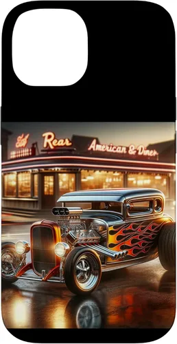 Vista 4 de Classic Hot Rod Retro Vintage Custom Hotrod Car Illustration Case for iPhone 17