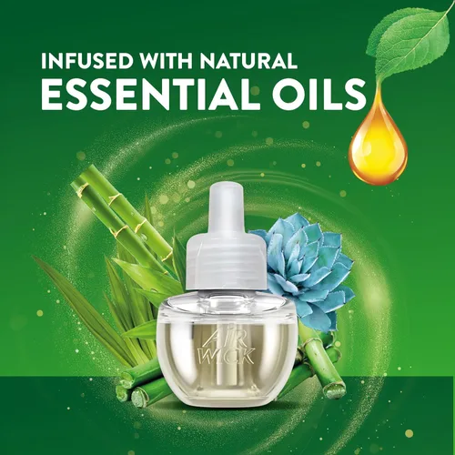 Vista 3 de Air Wick Repuesto de aceite perfumado enchufable, infundido con aceites esenciales, ambientadores de aire enchufables para el hogar, agave azul