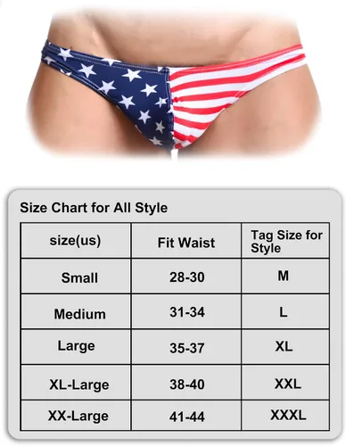 Vista 5 de Evankin Ropa interior sexy con tanga de bandera estadounidense para hombre