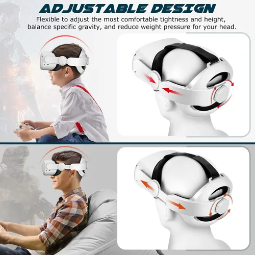 Vista 3 de Seylae Head Strap for Meta Oculus Quest 2, Vr Headset Elite Strap, Adjustable Soft Cushion Headstrap, Enhanced Comfort and Reduce Face Pressure