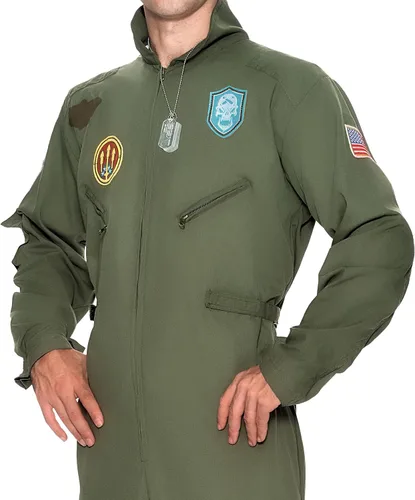 Vista 5 de Spooktacular Creations Disfraz de piloto de combate para hombre, disfraz de piloto con accesorio para Halloween