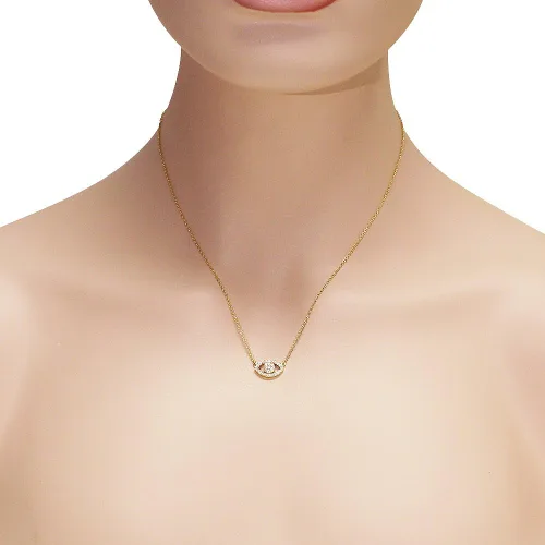Vista 3 de My Daily Styles Collar con colgante Hamsa de ojo turco de plata de ley 925 con circonita blanca para mujer