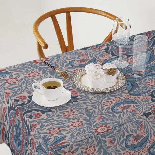 Vista 200 de Mantel Floral Retro de Pájaros, Diseño Original Bohemio William Morris Estampado Cubierta de Mesa para Hogar Picnic Fiesta Comedor Cocina William