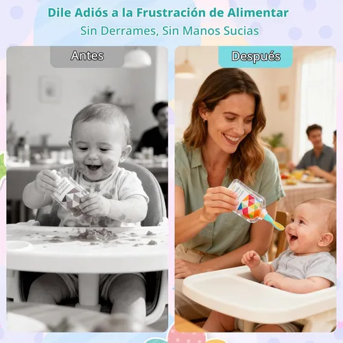 Vista 5 de Cuchara universal para alimentos para bebés, paquete de 10, cucharas de silicona para bebés, para viajes, para comida de bebé, cuchara exprimible