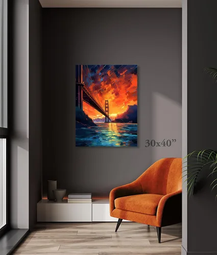Vista 5 de Golden Gate Bridge San Francisco - American Landmark Painted Fine Art PRINT or CANVAS Wall Art - Home Decor in Multiple Sizes