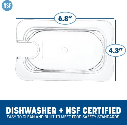 Vista 3 de Carlisle FoodService Products 10337U07 StorPlus Tapa universal de policarbonato de superficie plana con muescas para alimentos de noveno