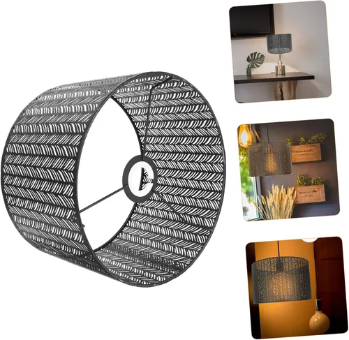 Vista 6 de Beaupretty Pantalla decorativa de la lámpara del tambor: ahueca hacia fuera la pantalla de la lámpara del metal del reemplazo E27/E14Clip