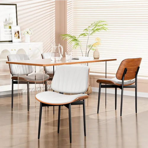 Vista 40 de YaFiti Juego de 2 sillas de comedor, sillas de comedor y cocina modernas de mediados de siglo, sillas tapizadas de piel sintética con diamantes