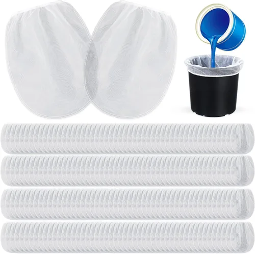 Vista 11 de Boao Bolsas de filtro de pintura, bolsas de filtro de pintura de malla fina blanca, filtro de cubo desechable para pintura, jardinería, protección
