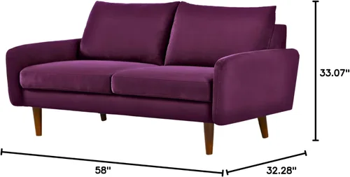 Vista 2 de Container Furniture Direct Kent Sofá biplaza de terciopelo para salas de estar modernas y espacios compactos, cómodo sofá de 2 plazas, muebles