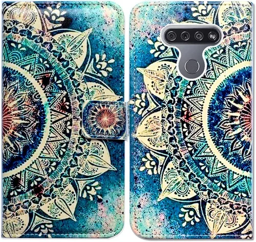 Vista 25 de Bcov Funda para LG K51/LG Reflect (LM-K500), diseño de libélula colorida funda de piel con tapa y ranura para tarjeta soporte para LG K51/LG Q51