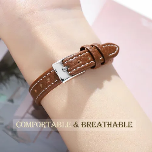 Vista 4 de TOOCAT Reloj de pulsera para mujer, ultrafino, elegante, simple, cuadrado, de cuarzo, con correa de cuero, 98.4 ft, impermeable, analógico