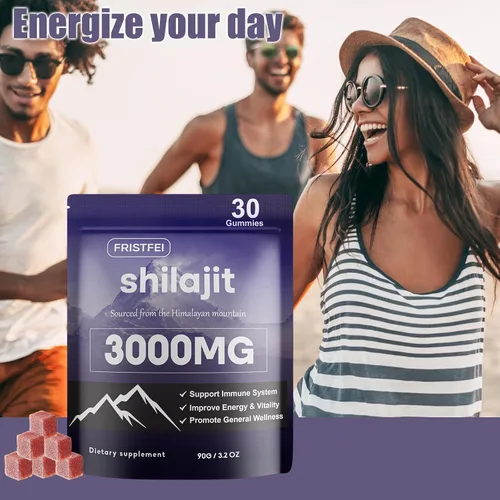 Vista 8 de Gomitas puras de Shilajit del Himalaya para hombres y mujeres, 100% naturales y orgánicas, más de 85 minerales traza y ácido fúlvico, 30
