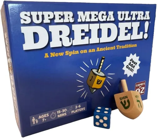 Vista 2 de Super Mega Ultra Dreidel - Juego de cartas añade un nuevo giro en una antigua tradición. Diversión familiar para 2 a 6 jugadores mayores de 7 años
