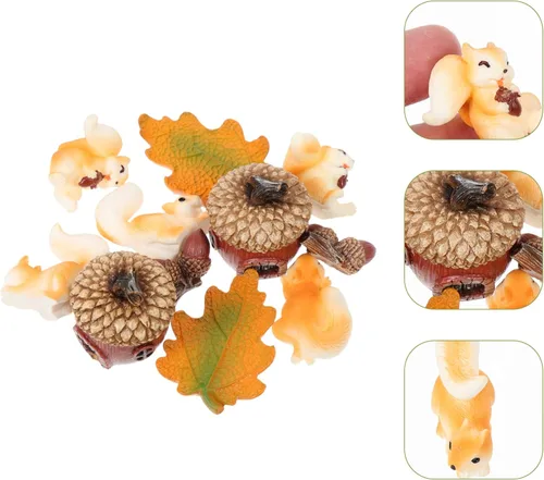 Vista 4 de Happyyami 24 piezas Mini ardilla ornamento micro paisaje ornamento mini ardilla artesanía figuras de animales ardilla decoración miniatura animales