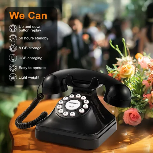 Vista 3 de Libro de Invitados de Boda con Audio, Teléfono de Boda para Grabar Mensajes de Voz, Libro de Invitados Retro para Boda o Fiesta de Cumpleaños