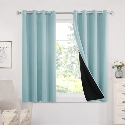 Vista 62 de Deconovo cortinas blackout 100 % con forro totalmente negro con aislamiento térmico de doble capa, oscurecimiento de la habitación, ahorro