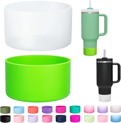 Vista 11 de Paquete de 2 botas de silicona para Stanley Cup de 30 oz y 40 onzas, protector inferior antideslizante y reductor de ruido, cubierta base de vaso
