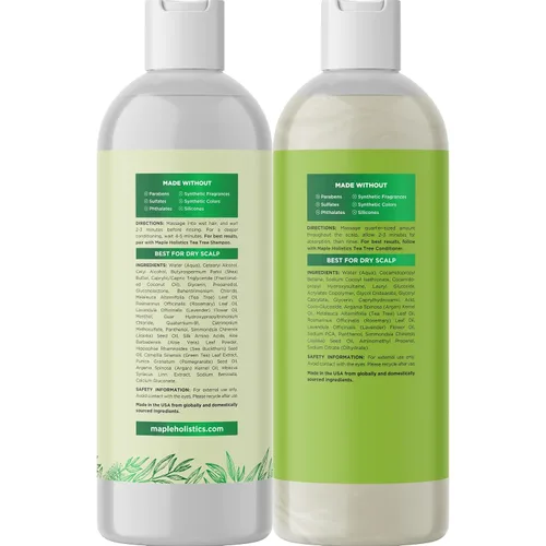 Vista 5 de Juego de champú y acondicionador de árbol de té, champú y acondicionador clarificante sin sulfato para el cuidado del cabello graso y el cuero