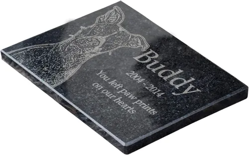 Vista 6 de PlaqueMaker Piedra de granito personalizada: añade tu propio texto y obras de arte. Se puede utilizar como un monumento, piedra de jardín, letrero