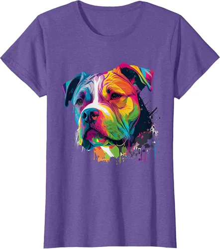 Vista 6 de Colorful American Bulldog American Bully Men Women T-Shirt Asphalt Grey
