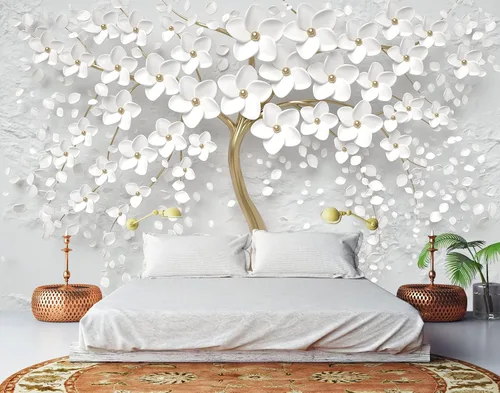 Vista 17 de Bormia Papel pintado floral 3D Peony Butterfly Mural de pared para sala de estar dormitorio (no despegar ni pegar)