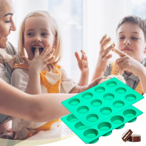 Vista 9 de Webake Juego de moldes para pasteles de 2 tamaños diferentes, moldes de silicona de 12 cavidades para postres cubiertos de chocolate, pastel plano