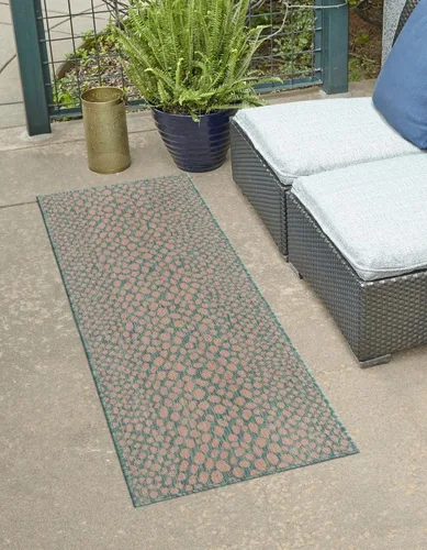Vista 66 de Unique Loom Outdoor Collection Alfombra de área - Ciudad del Cabo (2' 2' x 3' 1' Rectángulo, Azul/Oliva)