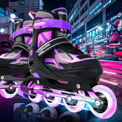 Vista 7 de Patines en línea ajustables para niñas y niños, patines con todas las ruedas iluminadas, patines para mujer para niños y adultos, hombres, mujeres