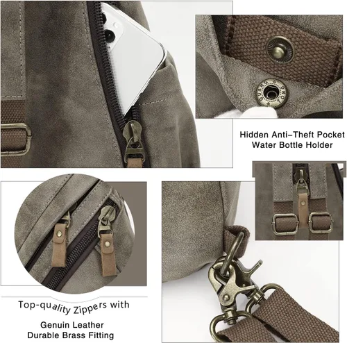 Vista 4 de KL928 Bolso bandolera de piel sintética Mochila pequeña cruzada de hombro, mochila casual para hombres y mujeres