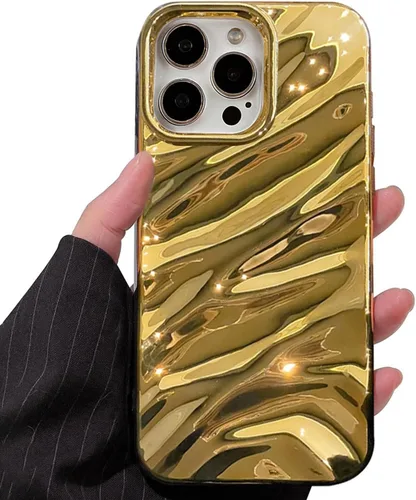 Vista 8 de QLTYPRI Funda compatible con iPhone 11, bonita funda con patrón de ondas de agua para niñas y mujeres, delgada, satinada, brillante, suave, de Beige