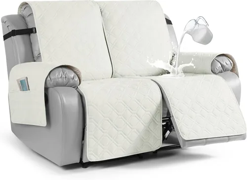 Vista 28 de VANSOFY Funda impermeable para sofá reclinable, lavable, funda para sofá reclinable de 1 pieza, protector de muebles con correas elásticas, bolsillo