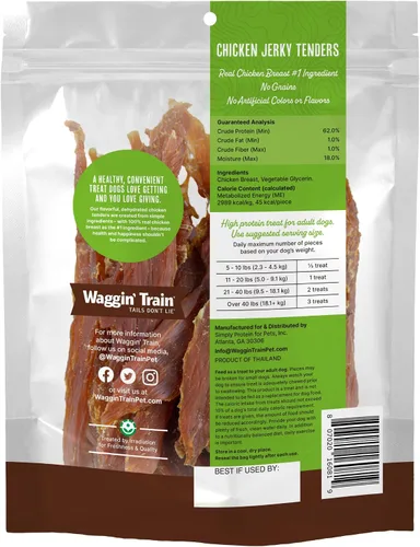 Vista 2 de Waggin' Train Ingrediente Limitado, Golosina para Perros Sin Granos, Tiras Tiernas de Pollo Jerky - Bolsa de 11 oz