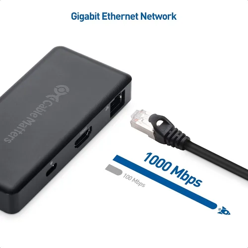 Vista 5 de Cable Matters [Funciona con certificado Chromebook] 4K @60Hz USB C Hub HDMI, adaptador multipuerto USB-C con HDMI, 2X USB3.0, Gigabit Ethernet y PD