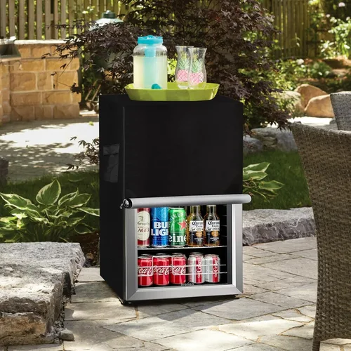 Vista 6 de Cubierta vertical para congelador, funda impermeable para refrigerador al aire libre con doble cremallera para mini congelador compacto 3.0 cúbicos