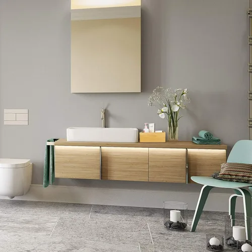 Vista 7 de Un organizador de madera de pino seleccionado, caja abierta, 4 paquetes, contenedor de almacenamiento de madera de 6 x 10 pulgadas con asa para baño