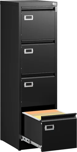 Vista 10 de SISESOL - Archivador de 4 cajones con cerradura y etiqueta, archivador vertical blanco, archivadores de cierre estrecho con cajones, almacenamiento