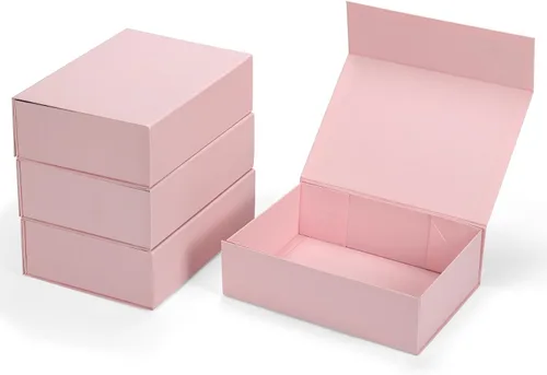 Vista 17 de Ditwis Caja de regalo de 12x9x4 pulgadas con tapa de cierre magnético, caja magnética negra y dorada para boda, propuesta de padrinos y damas