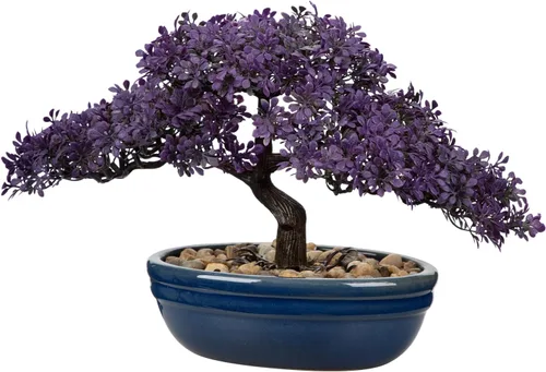 Vista 14 de Árbol bonsái artificial con maceta de porcelana azul y blanca, bonsái falso para decoración de escritorio de oficina en casa, decoración oriental