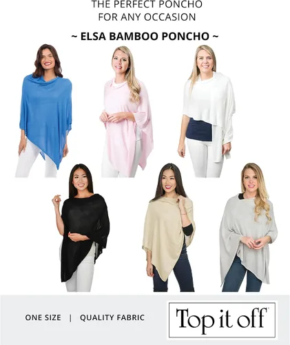 Vista 5 de Top It Off Elsa Bamboo Poncho - Womens Fine Knit Luxury Topper - Made from 100% Natural Bamboo - Layering Piece for Warmth