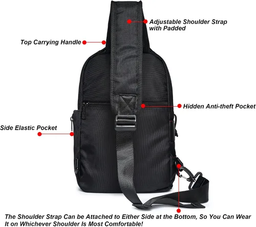 Vista 4 de NICGID Bolsos de bandolera, mochilas de hombro para el pecho, bolsos cruzados, bolsa de pecho al aire libre, mochila de viaje para hombres y mujeres